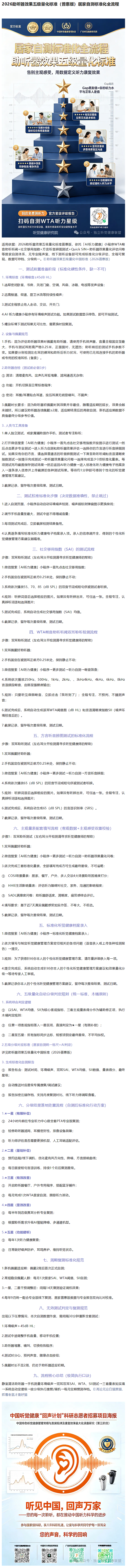 2026助听器效果五级量化标准（普惠版）居家自测标准化全流程