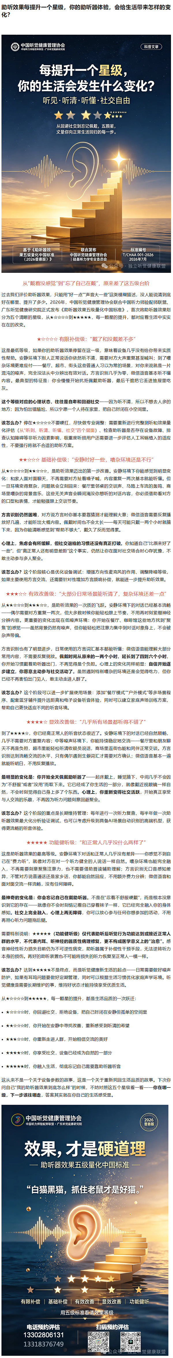 助听效果每提升一个星级，你的助听器体验，会给生活带来怎样的变化？